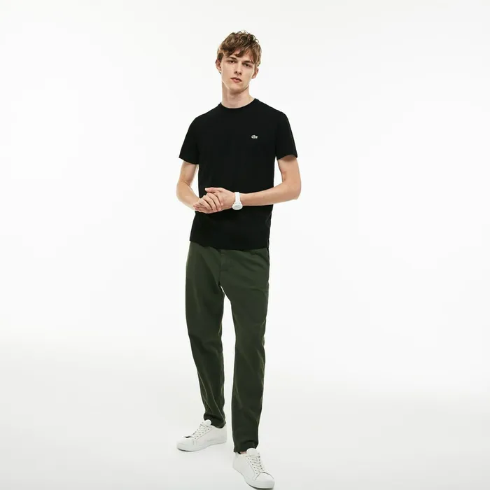 Crew Neck Pima Cotton TShirt Black Mens Lacoste TShirts Gift 4 You