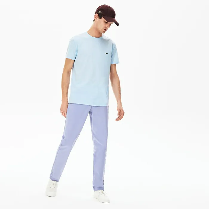 Crew Neck Pima Cotton TShirt Light Blue Mens Lacoste TShirts Online Outlet Store