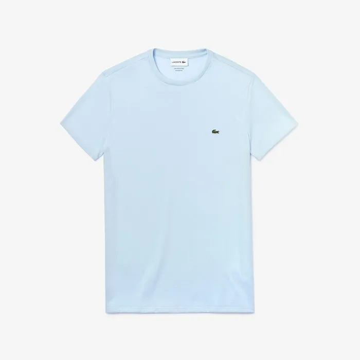 Crew Neck Pima Cotton TShirt Light Blue Mens Lacoste TShirts Online Outlet Store