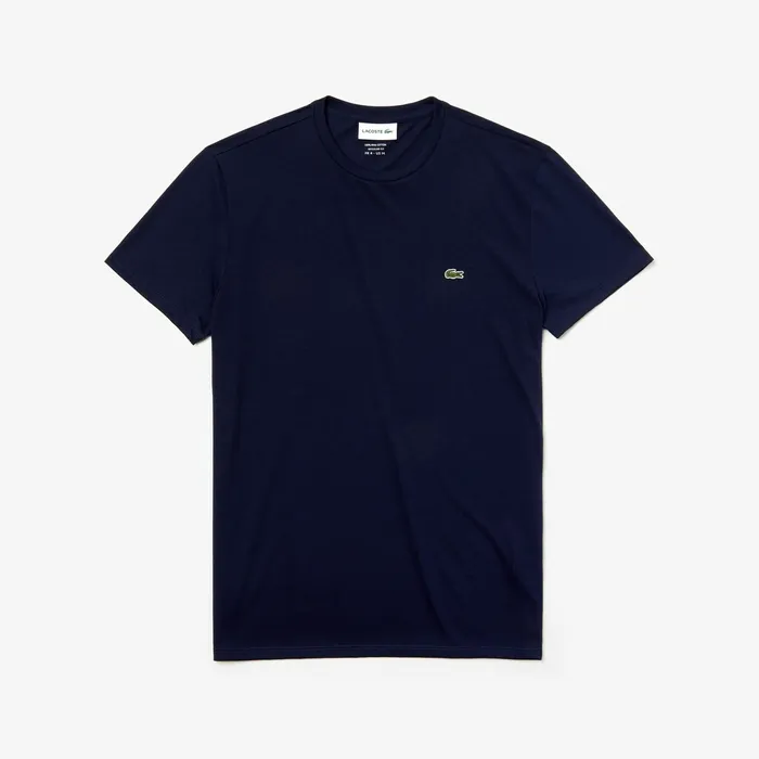 Crew Neck Pima Cotton TShirt Navy Blue Mens Lacoste TShirts Cheap On Sale