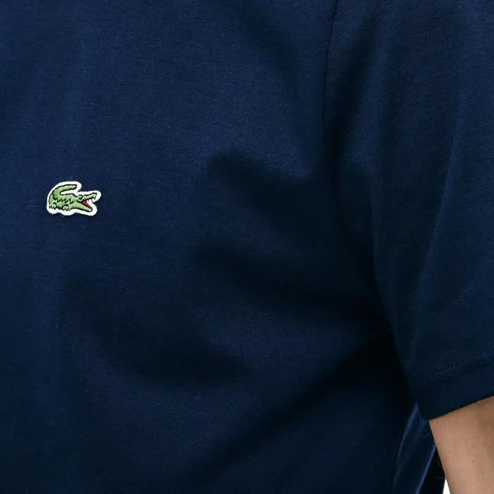 Crew Neck Pima Cotton TShirt Navy Blue Mens Lacoste TShirts Cheap On Sale