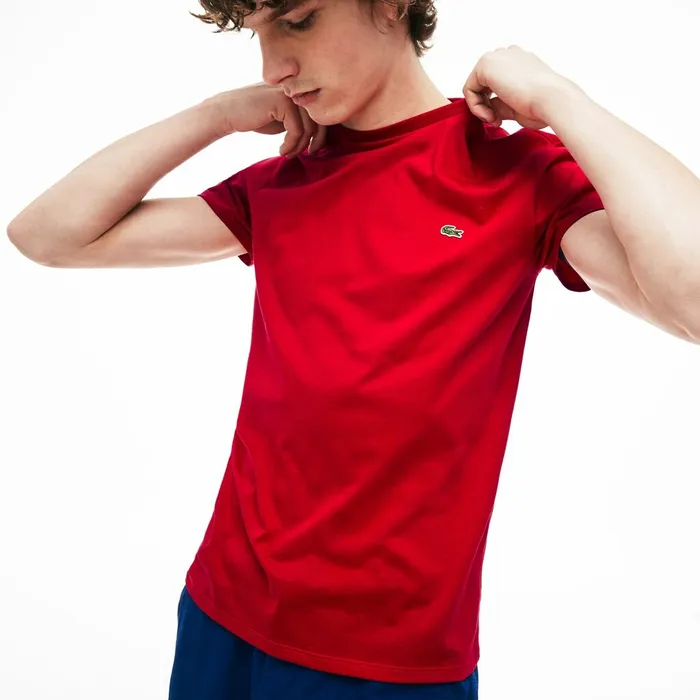 Crew Neck Pima Cotton TShirt Red Mens Lacoste TShirts For Sale Online