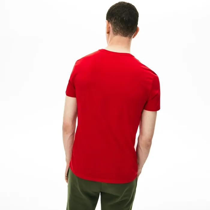 Crew Neck Pima Cotton TShirt Red Mens Lacoste TShirts For Sale Online
