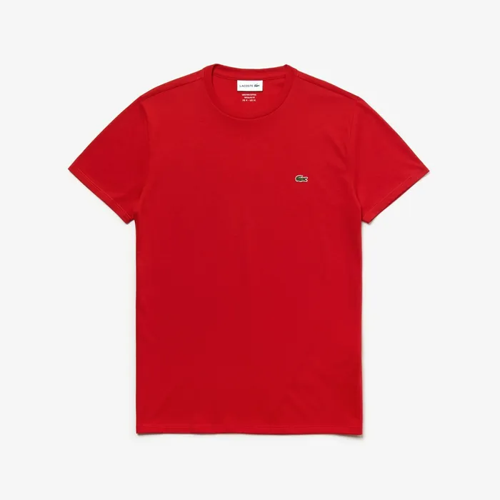 Crew Neck Pima Cotton TShirt Red Mens Lacoste TShirts For Sale Online