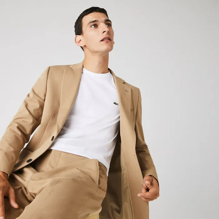 Crew Neck Pima Cotton TShirt White Mens Lacoste TShirts On Sale