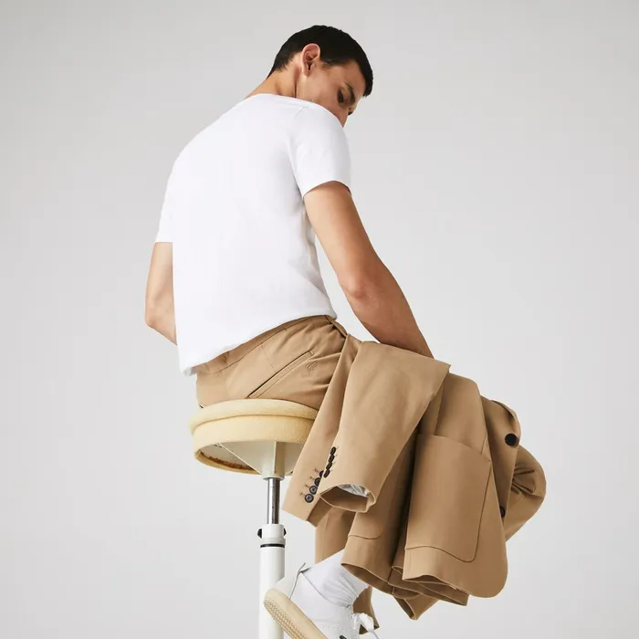 Crew Neck Pima Cotton TShirt White Mens Lacoste TShirts On Sale