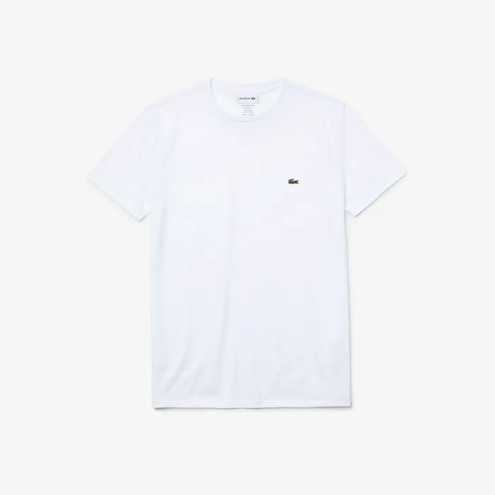 Crew Neck Pima Cotton TShirt White Mens Lacoste TShirts On Sale