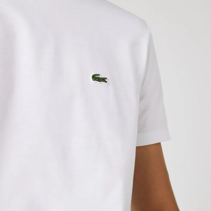 Crew Neck Pima Cotton TShirt White Mens Lacoste TShirts On Sale