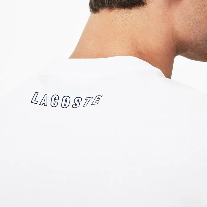 Crew Neck Rubber Lettering Soft Jersey Tshirt White Mens Lacoste TShirts Gift Ideas