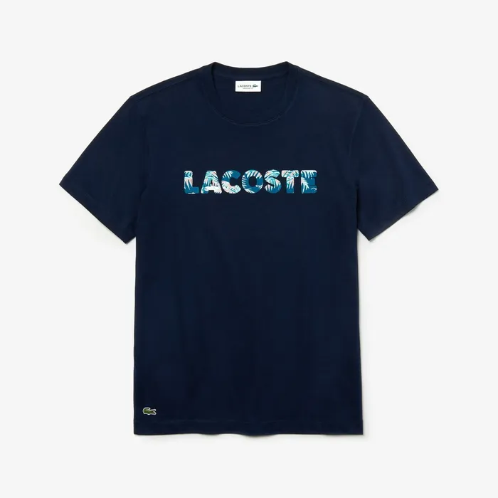 Crew Neck Soft Cotton Tshirt Navy Blue Mens Lacoste TShirts Online Outlet Store