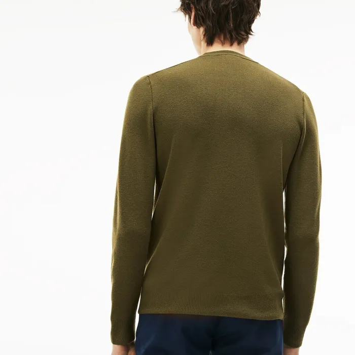 Crew Neck Technical Knit Sweater Beige Mens Lacoste Sweaters Online