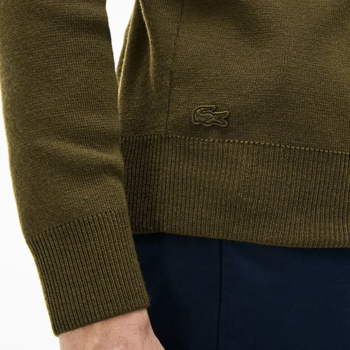 Crew Neck Technical Knit Sweater Beige Mens Lacoste Sweaters Online
