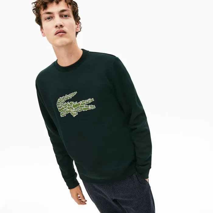 Crewneck Croco Magic Logo Fleece Sweatshirt Green Mens Lacoste Sweatshirts On Sale