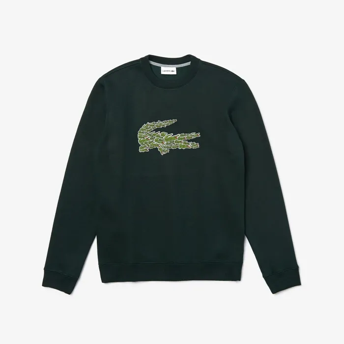 Crewneck Croco Magic Logo Fleece Sweatshirt Green Mens Lacoste Sweatshirts On Sale