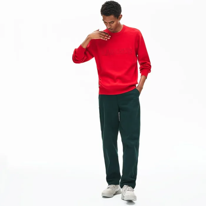 Crewneck SignatureLogo Knit Sweater Red Mens Lacoste Sweaters Gift 4 You