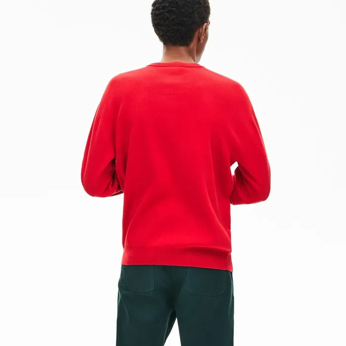 Crewneck SignatureLogo Knit Sweater Red Mens Lacoste Sweaters Gift 4 You