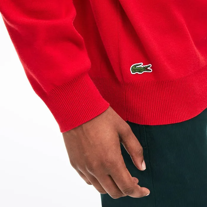Crewneck SignatureLogo Knit Sweater Red Mens Lacoste Sweaters Gift 4 You