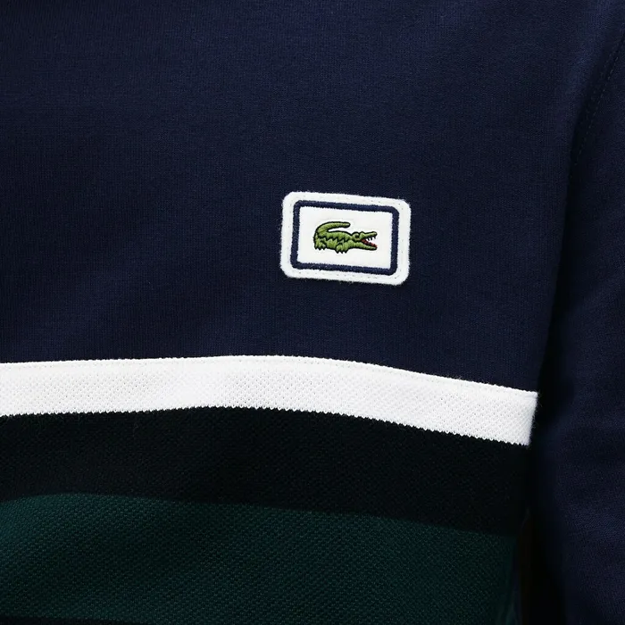 Crewneck Striped Cotton TShirt Navy BlueWhiteBlackGreen Mens Lacoste TShirts Online Outlet Store
