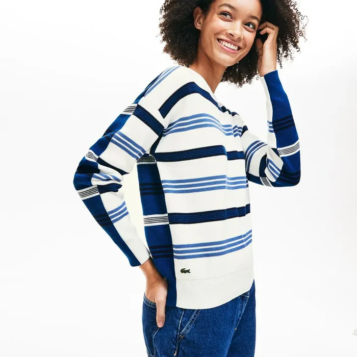 Crewneck Striped Piqu And Jersey Sweater WhiteNavy BlueBlue Womens Lacoste Sweaters and Sweatshirts For Sale Online Crewneck Striped Piqu And Jersey Sweater WhiteNavy BlueBlue Womens Lacoste Sweaters and Sweatshirts For Sale Online