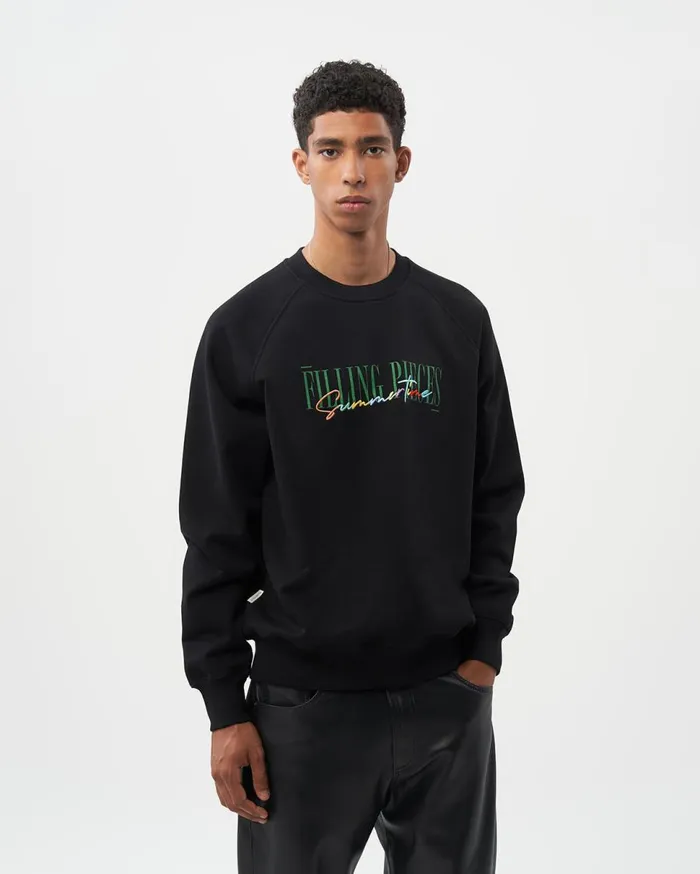 Crewneck Summertime Black WomenMen Filling Pieces Hoodies and Sweatshirts