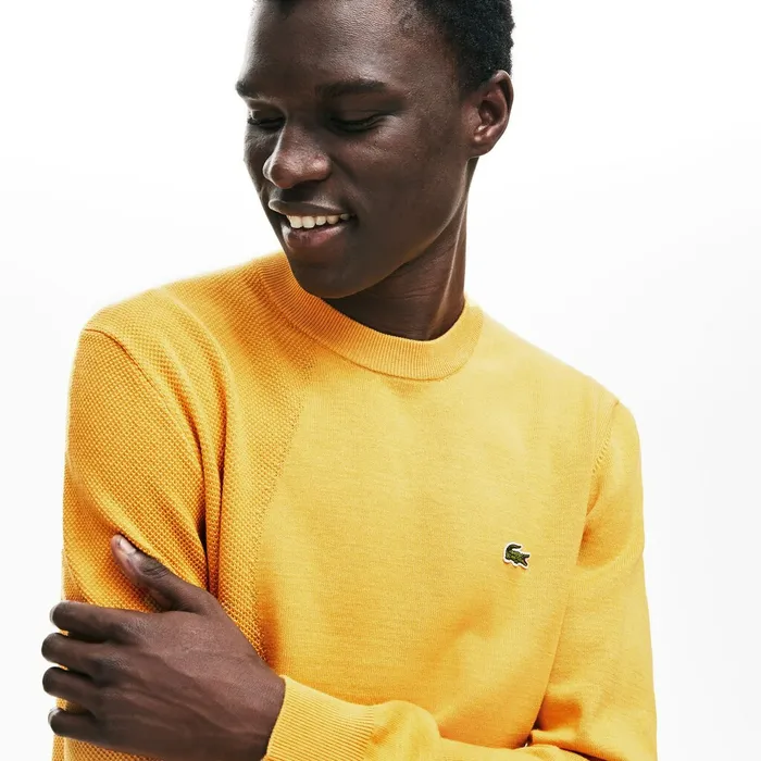 Crewneck Textured Thermoregulating Sweater YellowNavy Blue Mens Lacoste Sweaters Online Outlet Store Crewneck Textured Thermoregulating Sweater YellowNavy Blue Mens Lacoste Sweaters Online Outlet Store