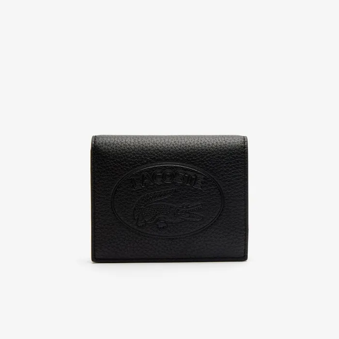 Croco Crew Grained Leather Bifold Wallet with Coin Purse Black Womens Lacoste Small Leather Goods For Sale Croco Crew Grained Leather Bifold Wallet with Coin Purse Black Womens Lacoste Small Leather Goods For Sale