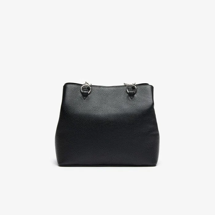 Croco Crew Grained Leather Bucket Bag Black Womens Lacoste Bags Gift Ideas