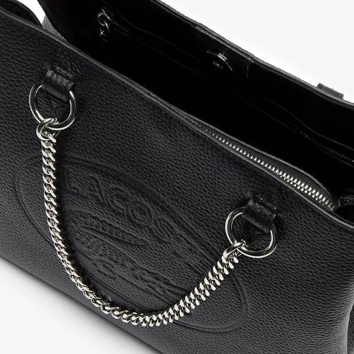 Croco Crew Grained Leather Bucket Bag Black Womens Lacoste Bags Gift Ideas