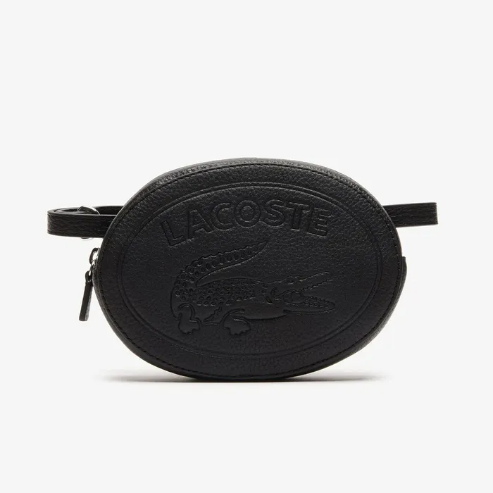 Croco Crew Grained Leather Oval Belt Bag Black Womens Lacoste Bags Popular