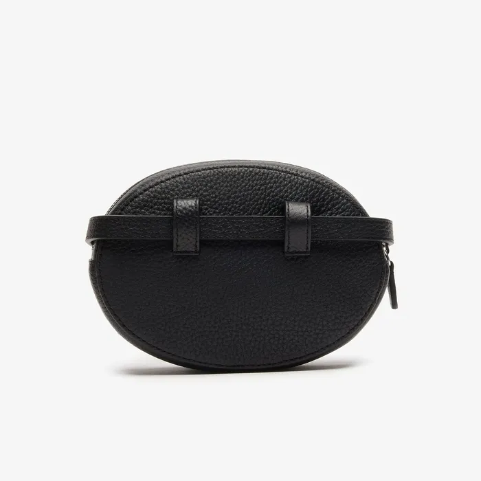 Croco Crew Grained Leather Oval Belt Bag Black Womens Lacoste Bags Popular