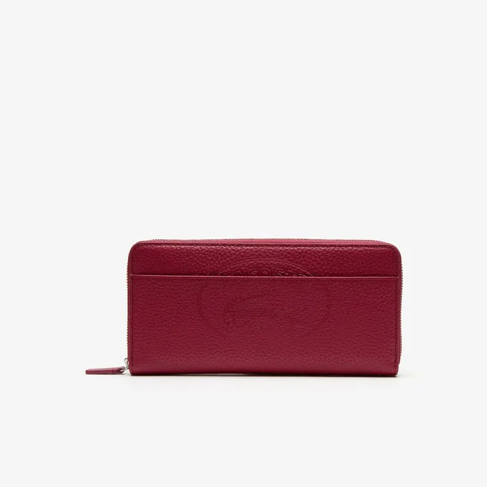 Croco Crew Grained Leather Zip Wallet Sangria Womens Lacoste Small Leather Goods Gift 4 You Croco Crew Grained Leather Zip Wallet Sangria Womens Lacoste Small Leather Goods Gift 4 You