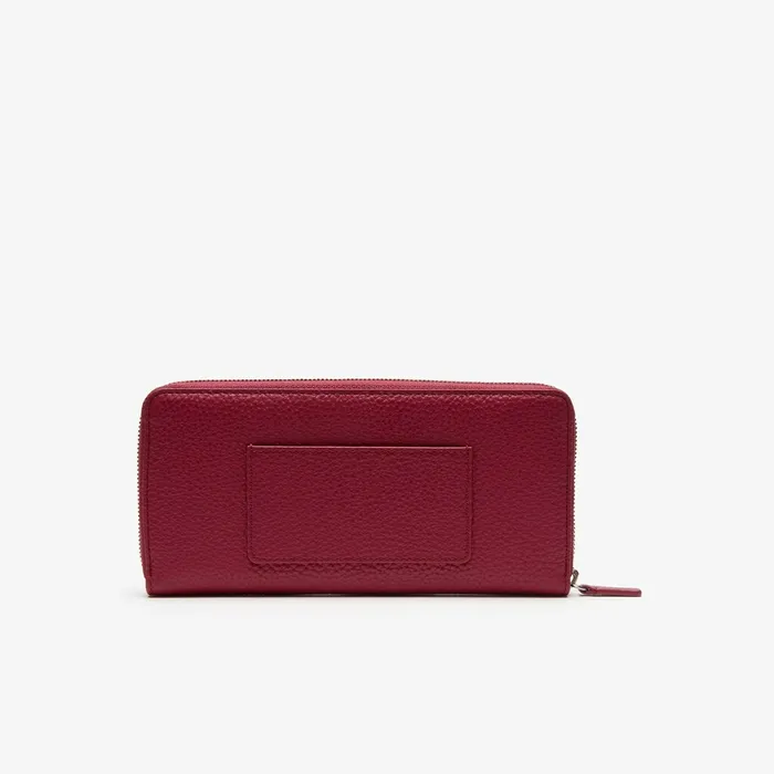 Croco Crew Grained Leather Zip Wallet Sangria Womens Lacoste Small Leather Goods Gift 4 You