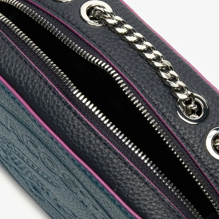 Croco Crew Tricolour Leather Zippered Shoulder Bag Legion Blue Peacoat Meado Womens Lacoste Bags Store