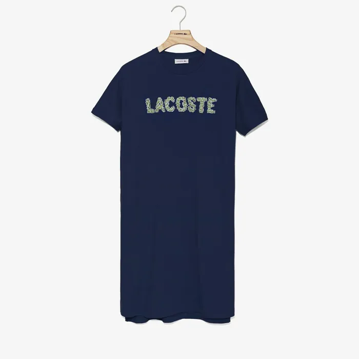Croco Magic Cotton TShirt Dress Navy Blue Womens Lacoste Dresses and Skirts Gift Ideas