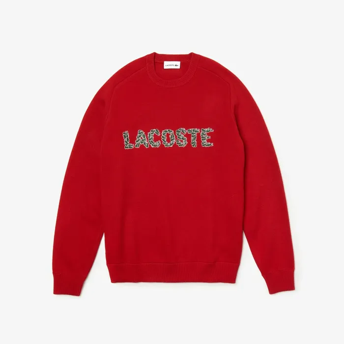 Croco Magic Embroidery Wool Blend Sweater Red Mens Lacoste Sweaters Gift 4 You Croco Magic Embroidery Wool Blend Sweater Red Mens Lacoste Sweaters Gift 4 You