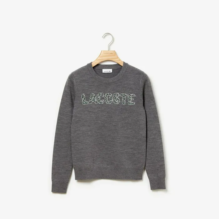 Croco Magic Wool Sweater Grey Womens Lacoste Sweaters and Sweatshirts Gift 4 You