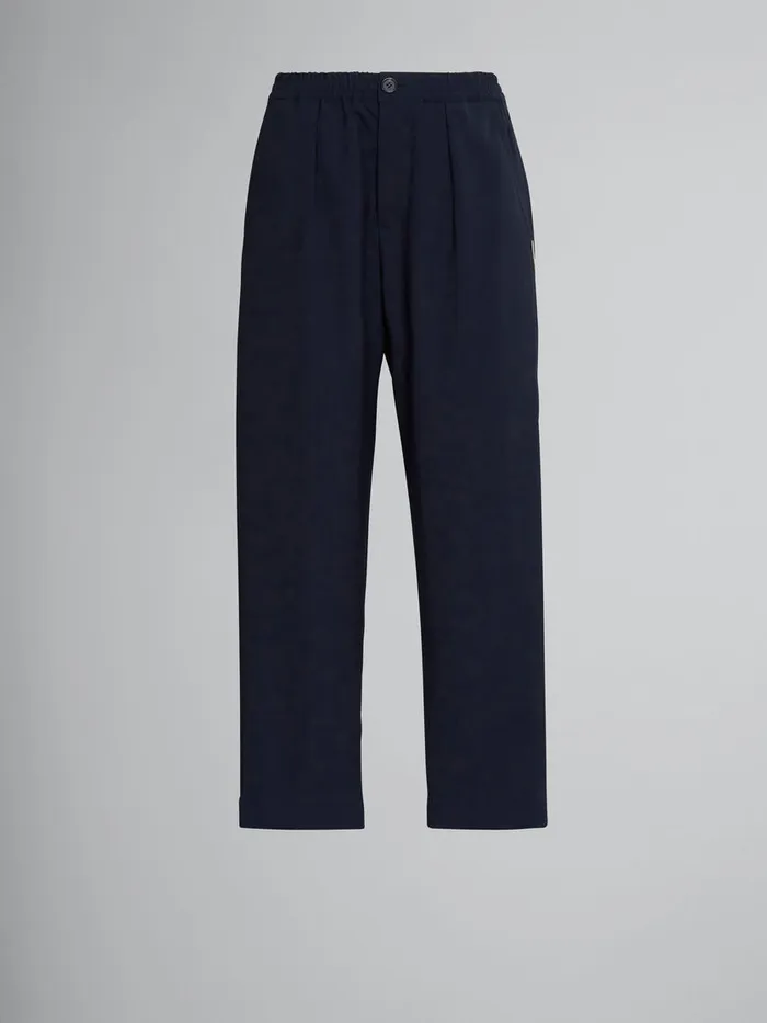 Cropped Trousers In Blue Tropical Wool Women Marni Pants