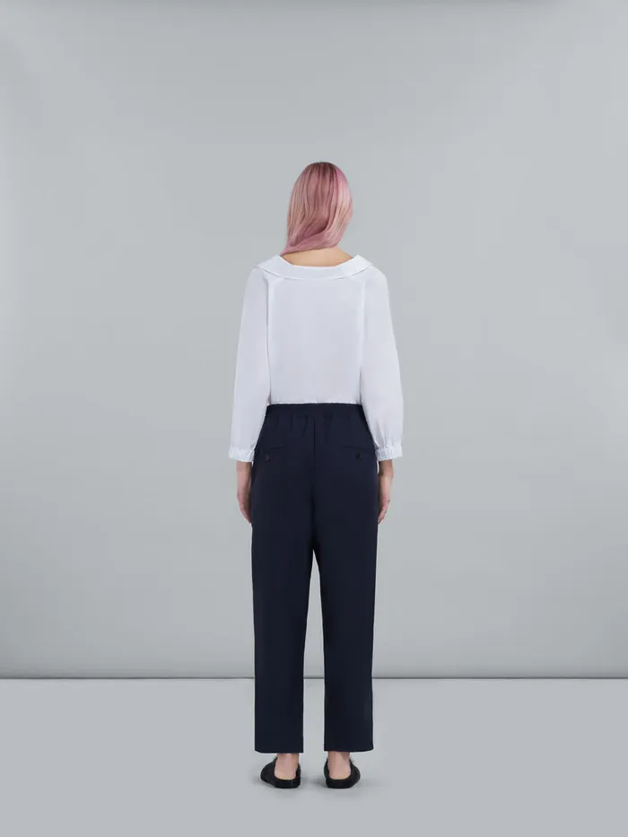 Cropped Trousers In Blue Tropical Wool Women Marni Pants