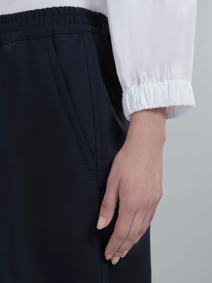 Cropped Trousers In Blue Tropical Wool Women Marni Pants