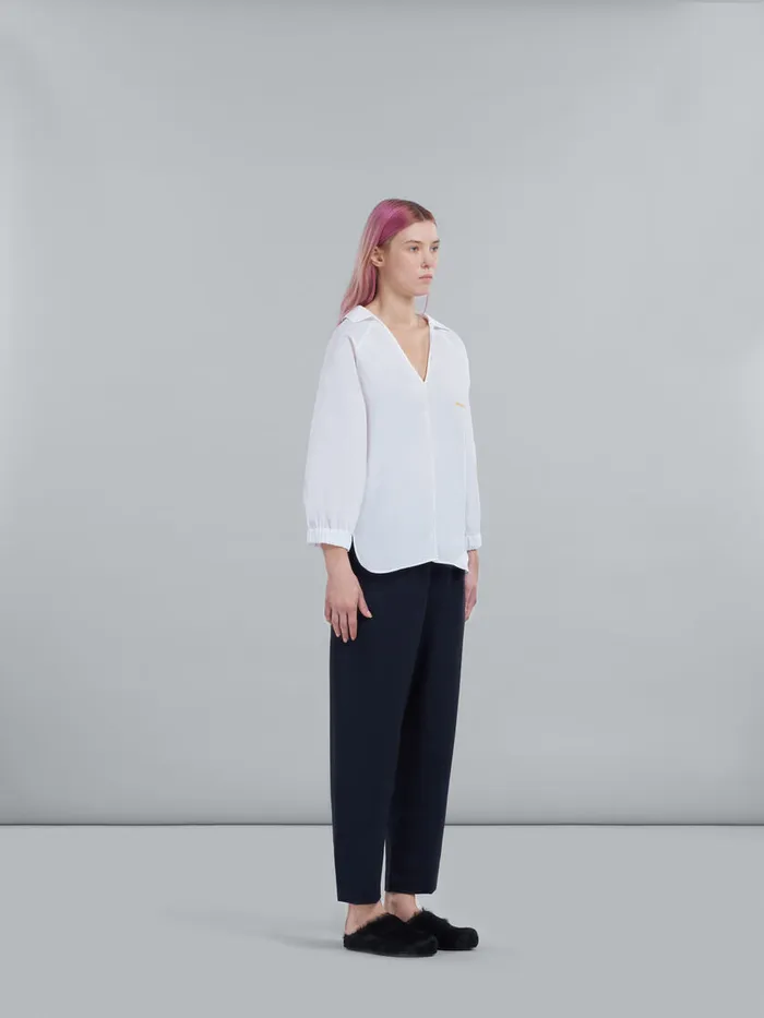 Cropped Trousers In Blue Tropical Wool Women Marni Pants
