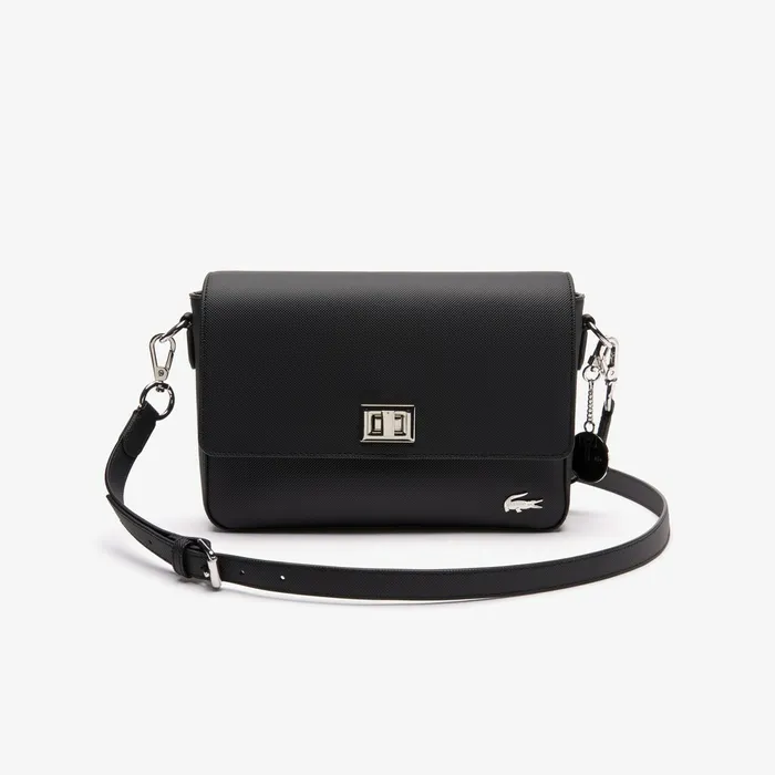 Daily Classic Coated Canvas Shoulder Bag Black Womens Lacoste Bags For Sale