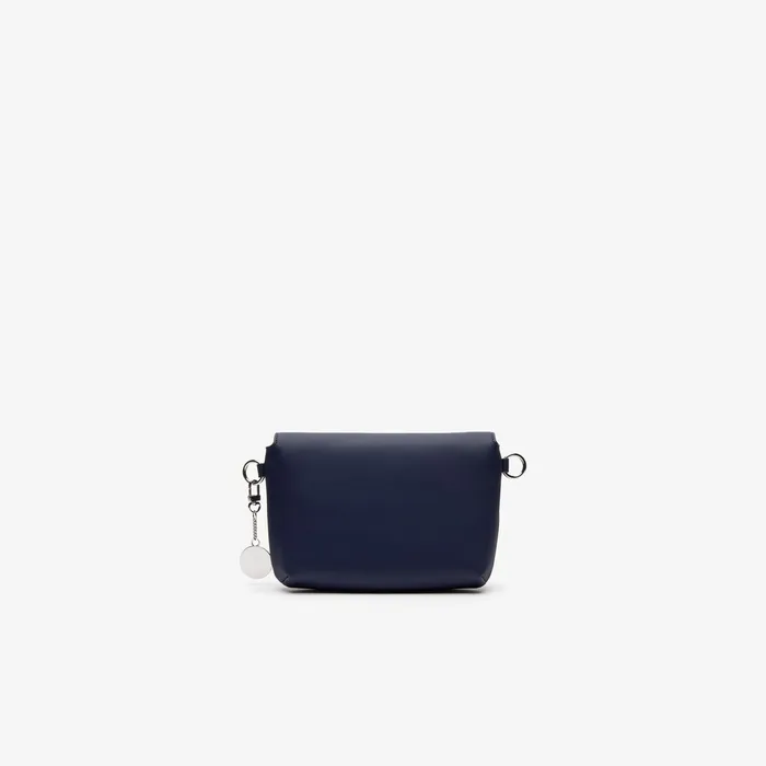 Daily Classic Coated Piqu Canvas Flap Shoulder Bag Peacoat Womens Lacoste Bags On Sale