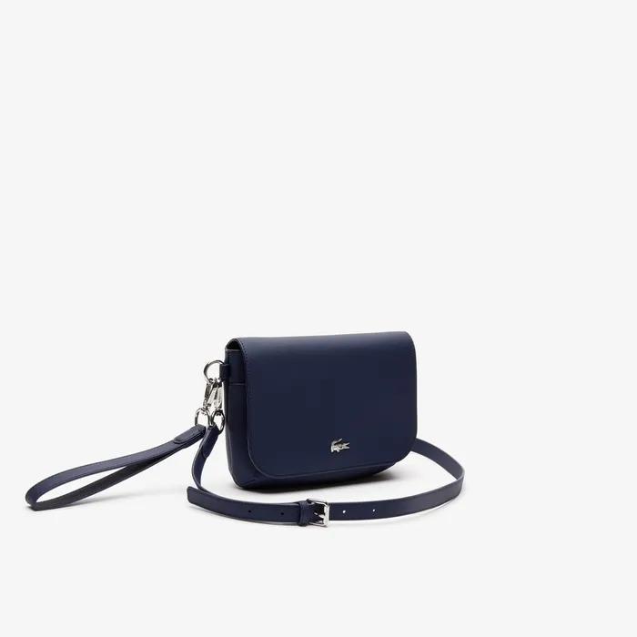 Daily Classic Coated Piqu Canvas Flap Shoulder Bag Peacoat Womens Lacoste Bags On Sale