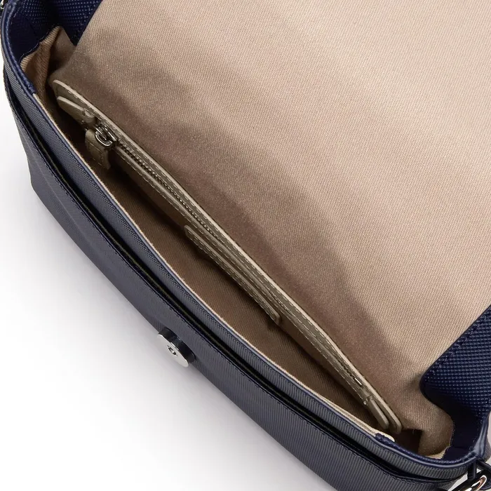 Daily Classic Coated Piqu Canvas Flap Shoulder Bag Peacoat Womens Lacoste Bags On Sale