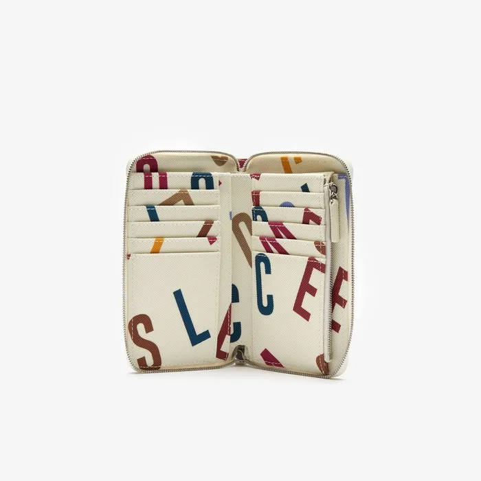 Daily Classic Printed Coated Canvas Wristlet Wallet Alphabet Egret Womens Lacoste Small Leather Goods Gift 4 You