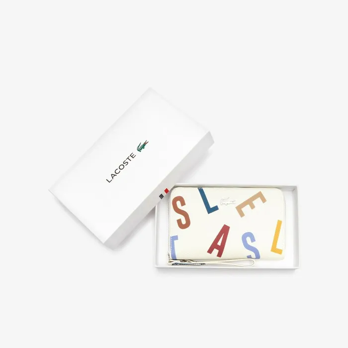 Daily Classic Printed Coated Canvas Wristlet Wallet Alphabet Egret Womens Lacoste Small Leather Goods Gift 4 You
