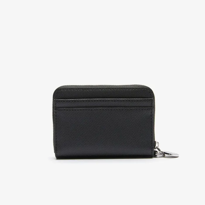Daily Classic Small Coated Canvas Wallet Black Womens Lacoste Small Leather Goods On Sale