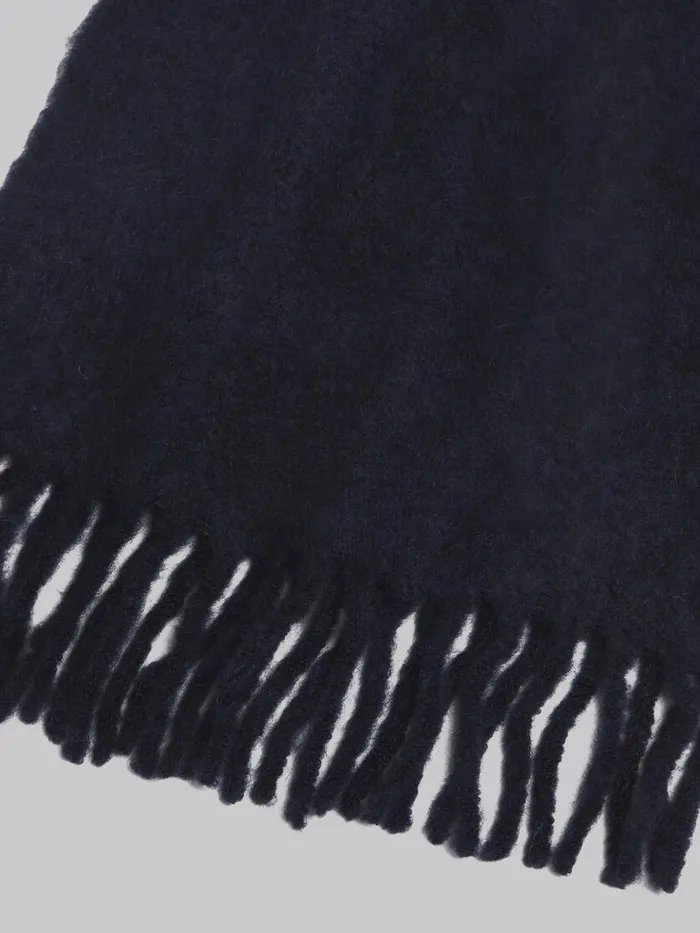 Deep Blue Brushed Alpaca Scarf With Fringes Men Marni Scarves
