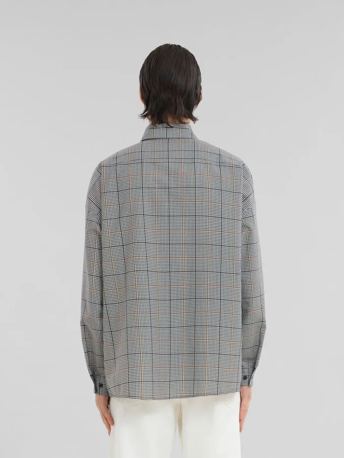 Deep Blue Checked Tech Wool Shirt Men Marni Tops and TShirts
