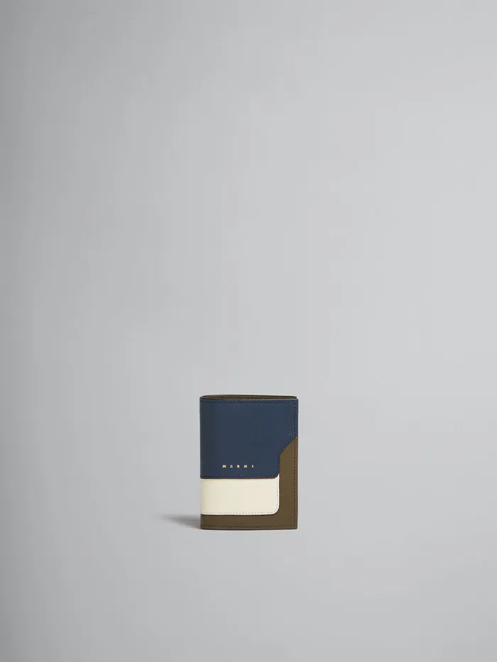 Deep Blue Cream And Green Saffiano Leather Bifold Wallet Women Marni Wallets and Small Leather Goods Deep Blue Cream And Green Saffiano Leather Bifold Wallet Women Marni Wallets and Small Leather Goods
